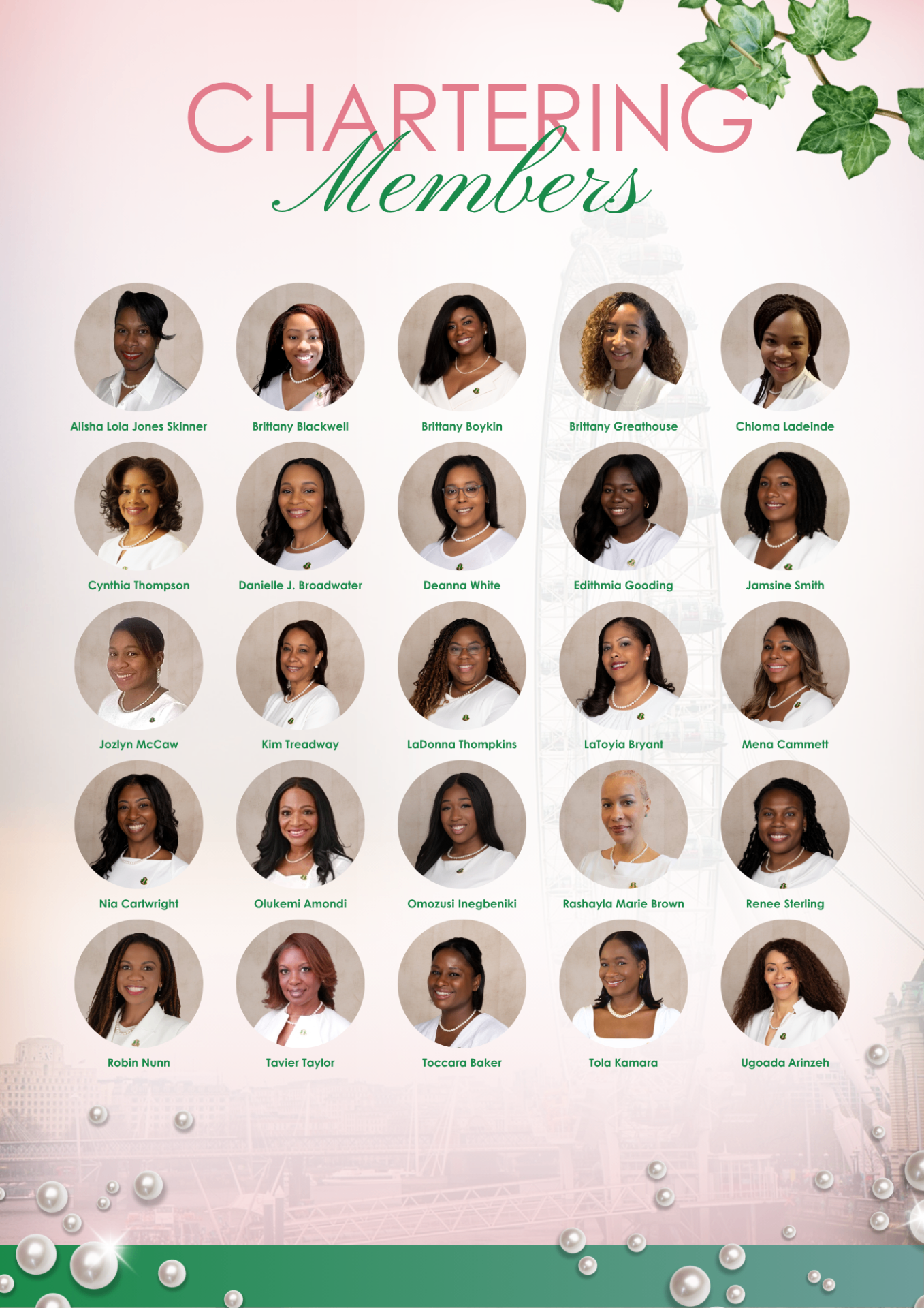 The 25 chartering members of the Alpha Delta Alpha Omega Chapter