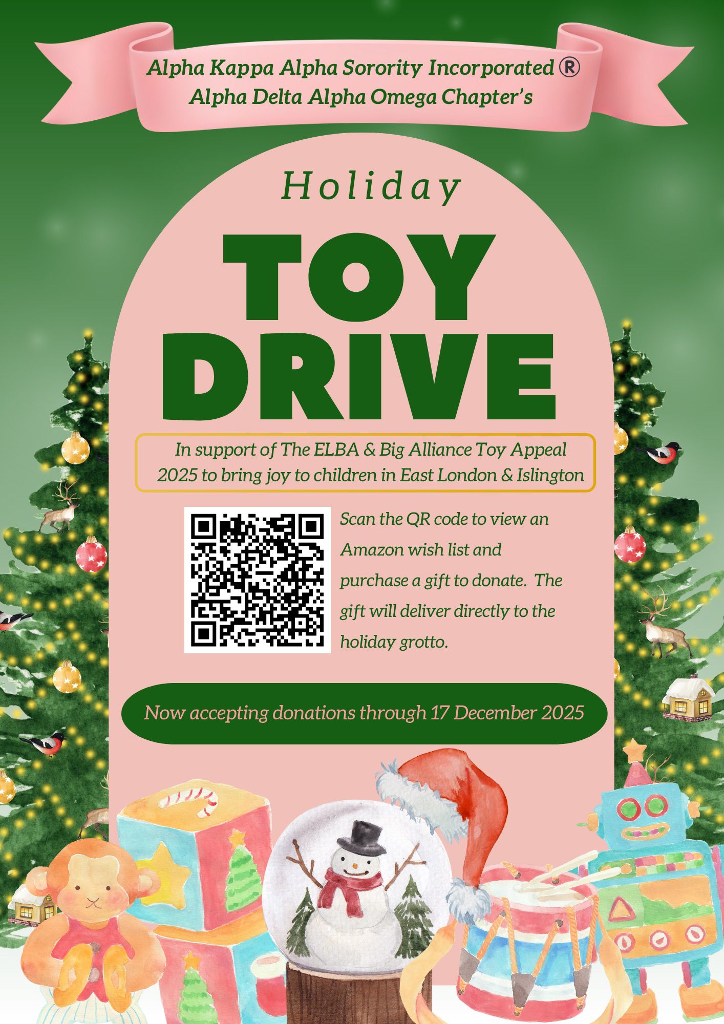 Holiday Toy Drive — ELBA & Big Alliance flyer
