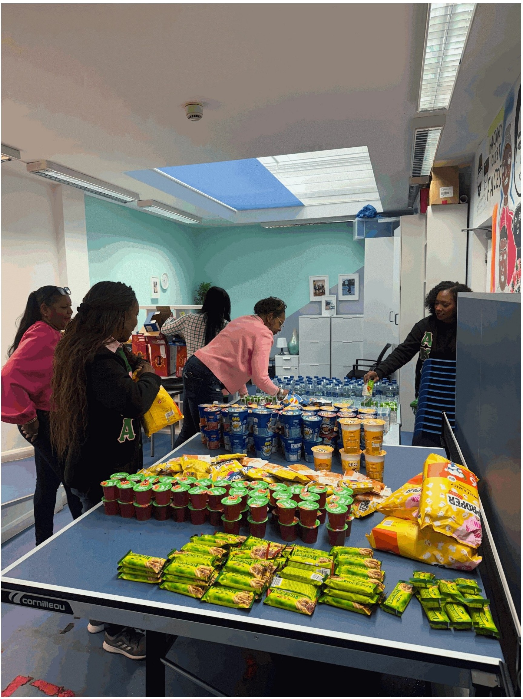 Volunteers at a food drive
